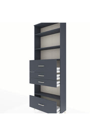 Arges Dolap 4 Raflı 4 Çekmeceli 88x30x243 Antrasit-Antrasit