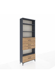 Arges Dolap 4 Raflı 4 Çekmeceli 88x30x243 Antrasit-Çam