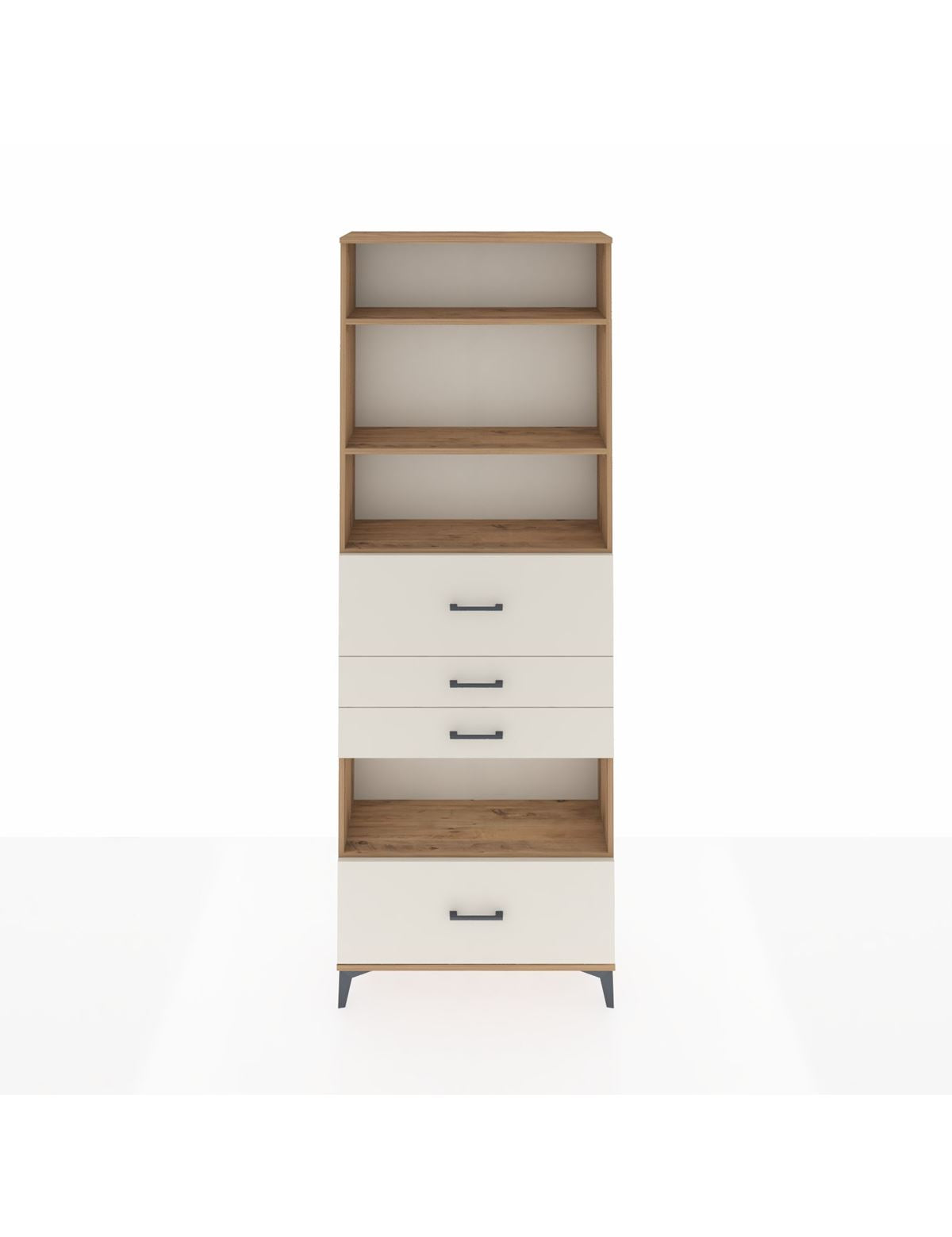 Arges Dolap 4 Raflı 4 Çekmeceli 88x30x243 Çam-Aytaşı