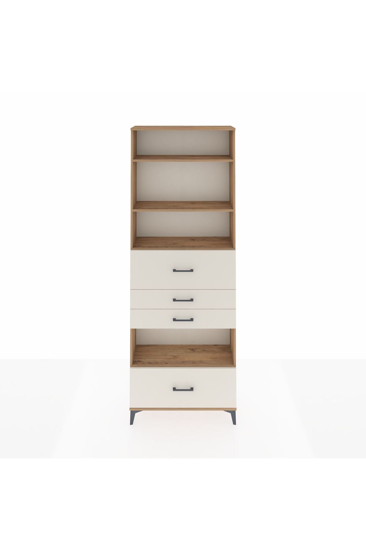 Arges Dolap 4 Raflı 4 Çekmeceli 88x30x243 Çam-Aytaşı