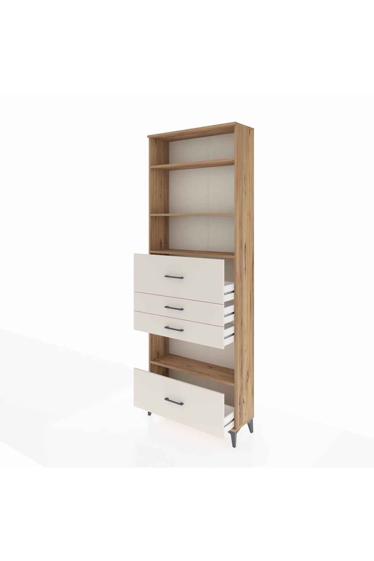 Arges Dolap 4 Raflı 4 Çekmeceli 88x30x243 Çam-Aytaşı