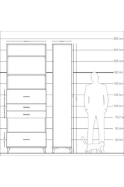 Arges Dolap 4 Raflı 4 Çekmeceli 88x30x243 Çam-Aytaşı
