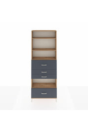 Arges Dolap 4 Raflı 4 Çekmeceli 88x30x243 Çam-Antrasit