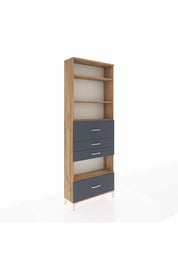 Arges Dolap 4 Raflı 4 Çekmeceli 88x30x243 Çam-Antrasit