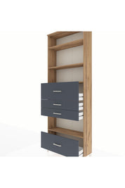 Arges Dolap 4 Raflı 4 Çekmeceli 88x30x243 Çam-Antrasit