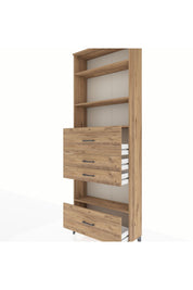 Arges Dolap 4 Raflı 4 Çekmeceli 88x30x243 Çam-Çam