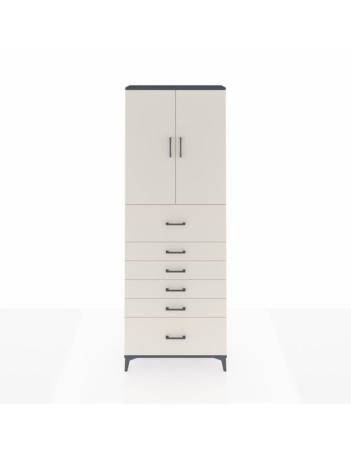 Arges Dolap 3 Raflı 6 Çekmeceli 2 Kapaklı 88x30x243 Antrasit-Aytaşı