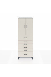 Arges Dolap 3 Raflı 6 Çekmeceli 2 Kapaklı 88x30x243 Antrasit-Aytaşı