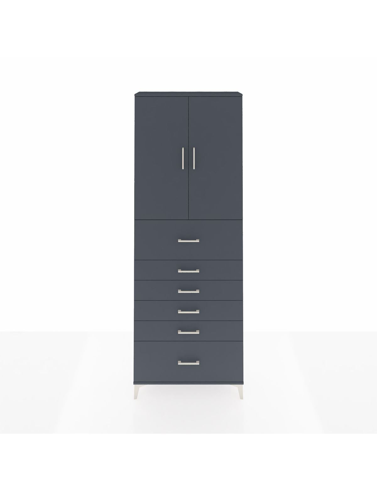 Arges Dolap 3 Raflı 6 Çekmeceli 2 Kapaklı 88x30x243 Antrasit-Antrasit