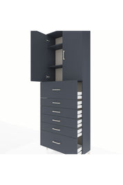 Arges Dolap 3 Raflı 6 Çekmeceli 2 Kapaklı 88x30x243 Antrasit-Antrasit