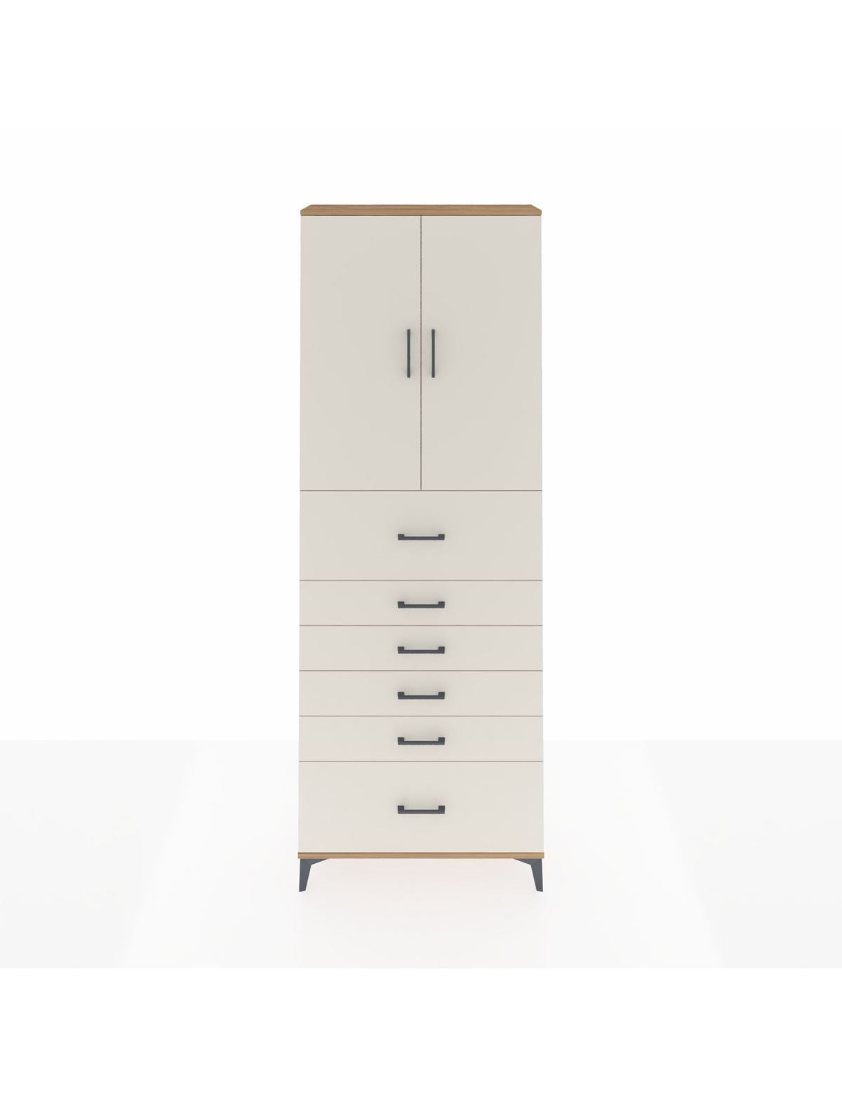 Arges Dolap 3 Raflı 6 Çekmeceli 2 Kapaklı 88x30x243 Çam-Aytaşı