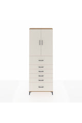 Arges Dolap 3 Raflı 6 Çekmeceli 2 Kapaklı 88x30x243