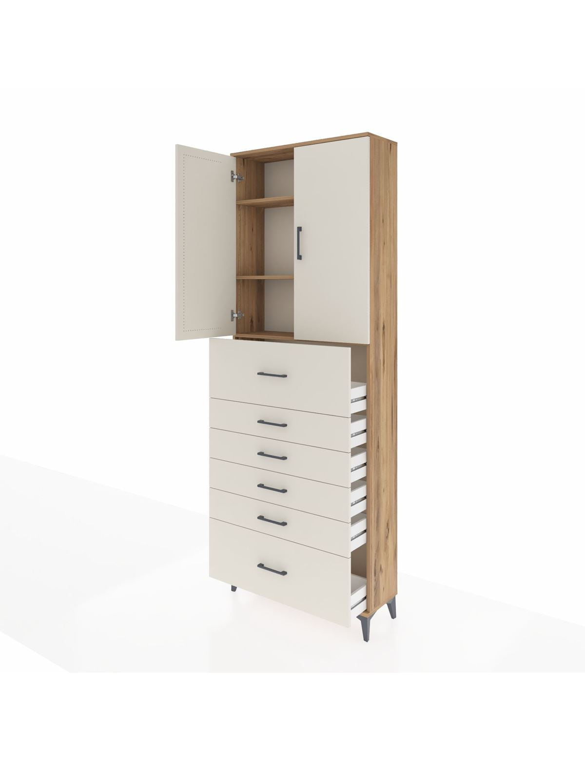 Arges Dolap 3 Raflı 6 Çekmeceli 2 Kapaklı 88x30x243 - S33M183V7A