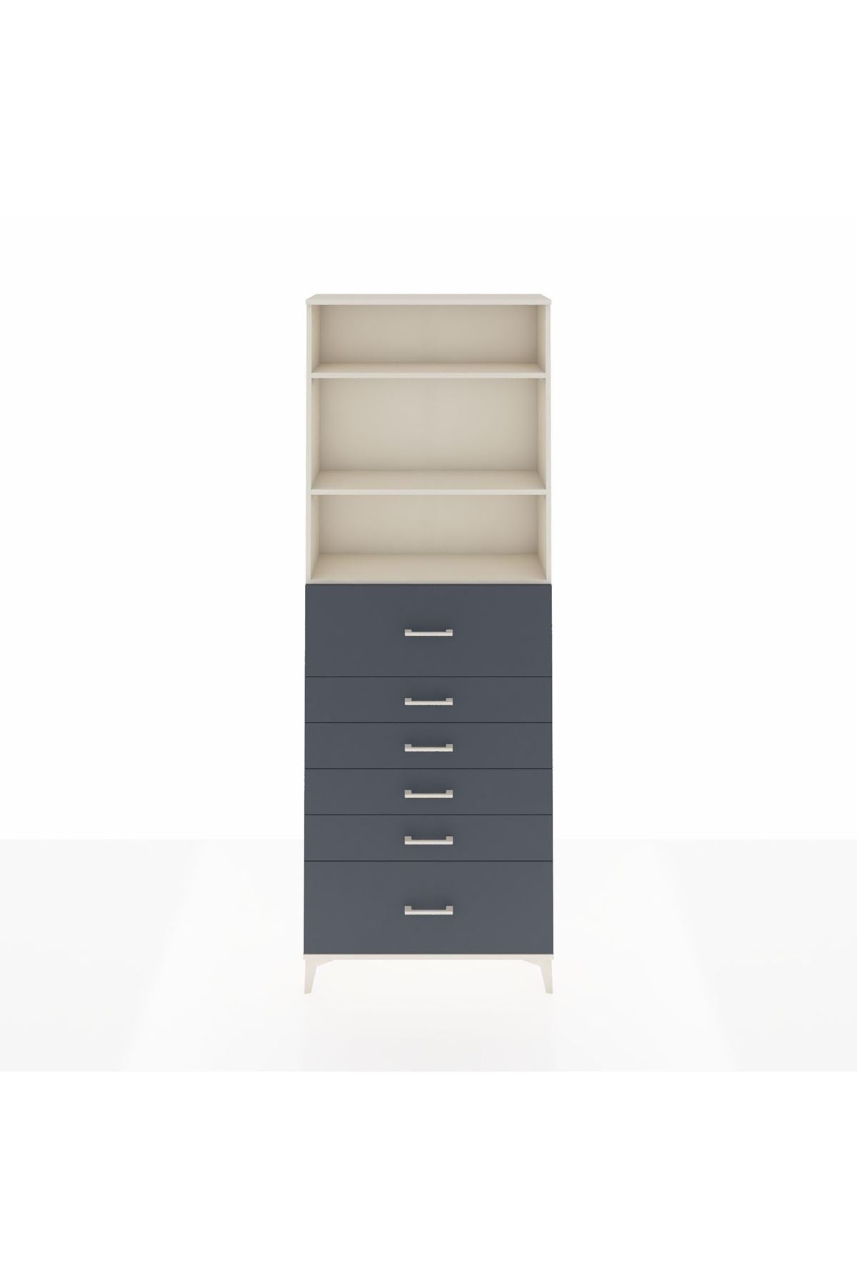 Arges Dolap 3 Raflı 6 Çekmeceli 88x30x243 Aytaşı-Antrasit