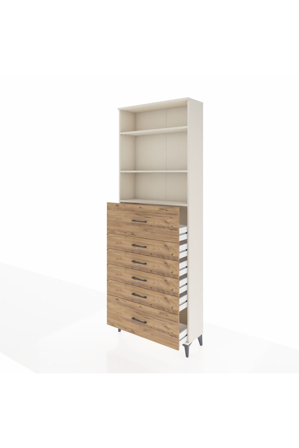 Arges Dolap 3 Raflı 6 Çekmeceli 88x30x243 Aytaşı-Çam