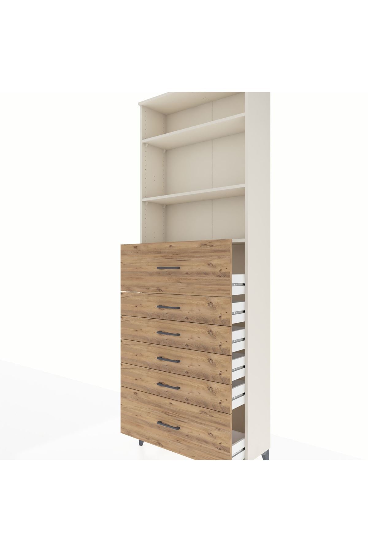 Arges Dolap 3 Raflı 6 Çekmeceli 88x30x243 Aytaşı-Çam