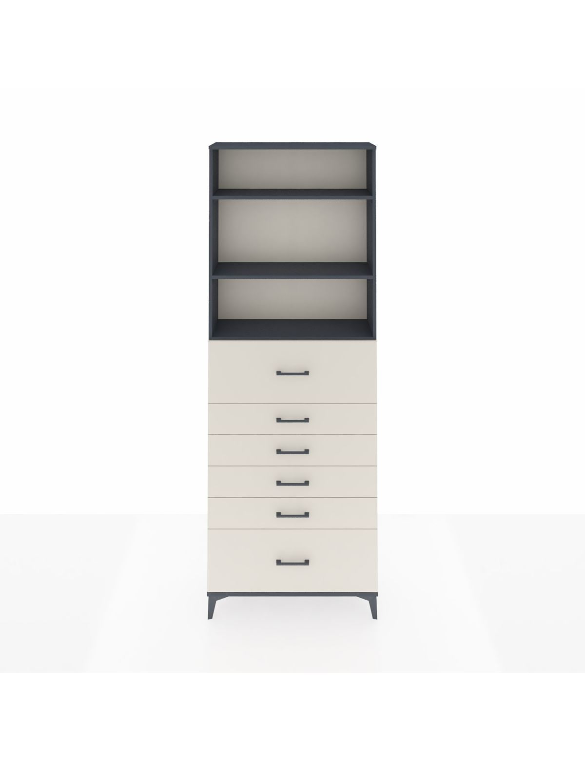 Arges Dolap 3 Raflı 6 Çekmeceli 88x30x243 Antrasit-Aytaşı