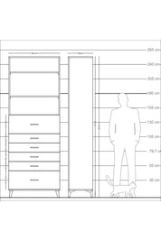 Arges Dolap 3 Raflı 6 Çekmeceli 88x30x243 Antrasit-Aytaşı