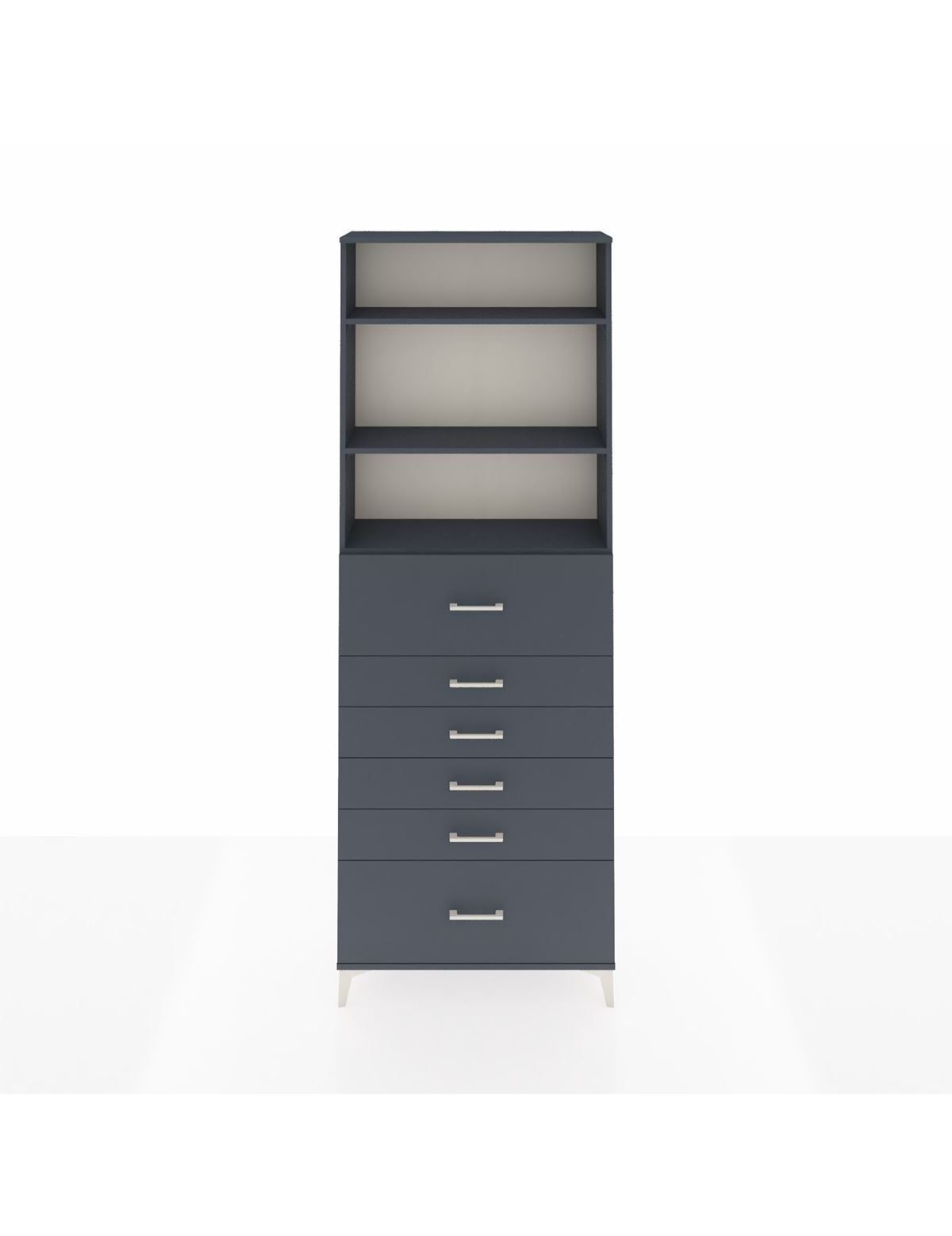 Arges Dolap 3 Raflı 6 Çekmeceli 88x30x243 Antrasit-Antrasit