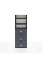 Arges Dolap 3 Raflı 6 Çekmeceli 88x30x243 Antrasit-Antrasit