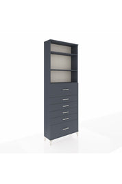 Arges Dolap 3 Raflı 6 Çekmeceli 88x30x243 Antrasit-Antrasit