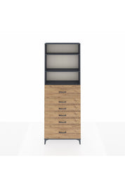 Arges Dolap 3 Raflı 6 Çekmeceli 88x30x243 Antrasit-Çam