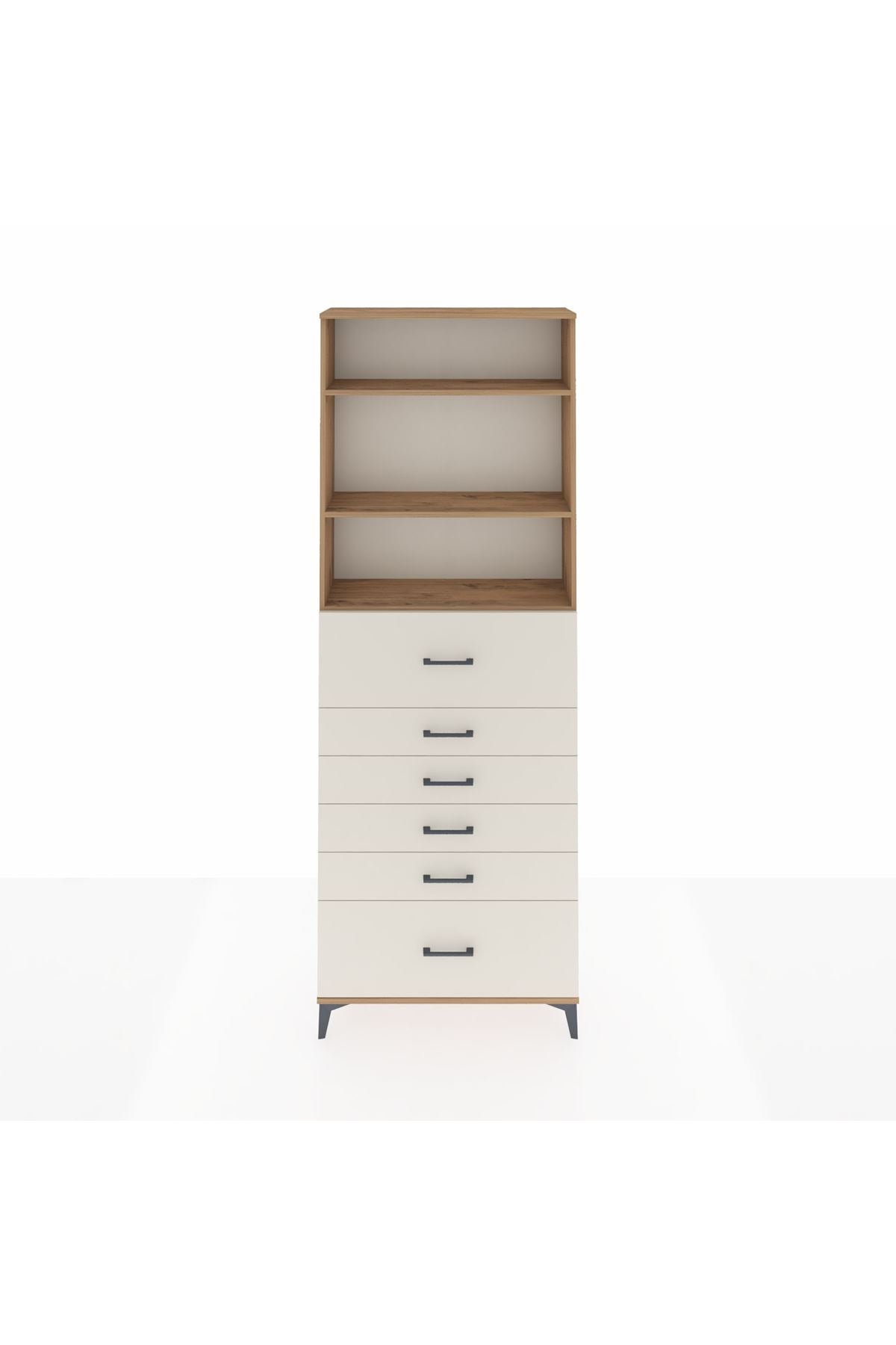 Arges Dolap 3 Raflı 6 Çekmeceli 88x30x243 Çam-Aytaşı