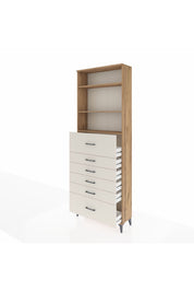Arges Dolap 3 Raflı 6 Çekmeceli 88x30x243 Çam-Aytaşı
