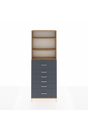 Arges Dolap 3 Raflı 6 Çekmeceli 88x30x243 Çam-Antrasit