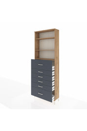 Arges Dolap 3 Raflı 6 Çekmeceli 88x30x243 Çam-Antrasit