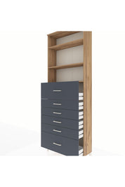 Arges Dolap 3 Raflı 6 Çekmeceli 88x30x243 Çam-Antrasit