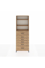 Arges Dolap 3 Raflı 6 Çekmeceli 88x30x243 Çam-Çam