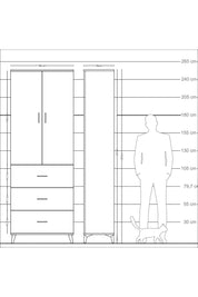 Arges Dolap 4 Raflı 3 Çekmeceli 2 Kapaklı 88x30x243 Aytaşı-Aytaşı