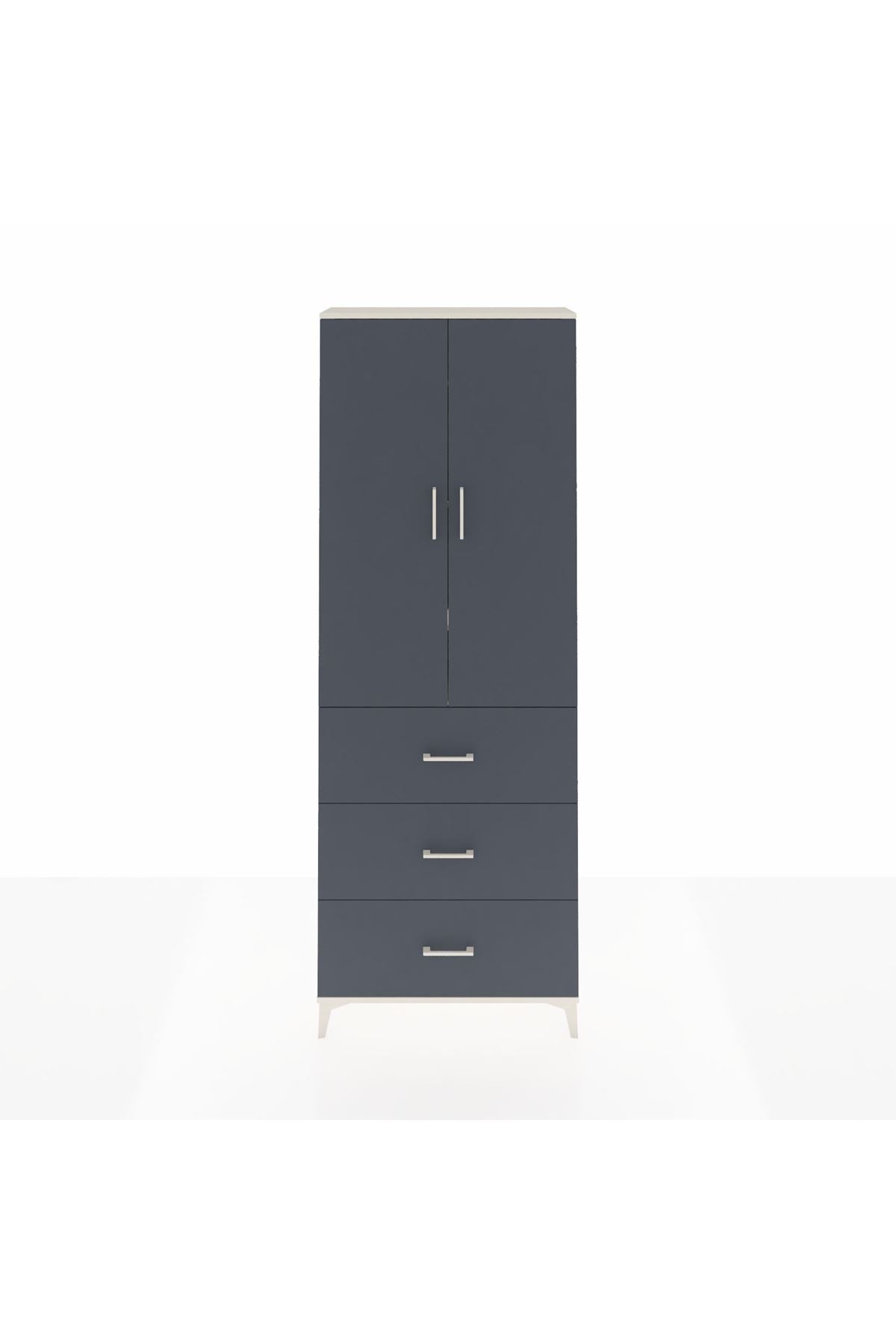 Arges Dolap 4 Raflı 3 Çekmeceli 2 Kapaklı 88x30x243 Aytaşı-Antrasit