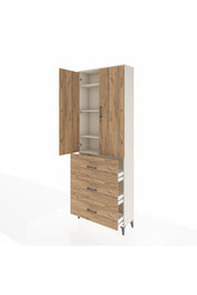 Arges Dolap 4 Raflı 3 Çekmeceli 2 Kapaklı 88x30x243 Aytaşı-Çam