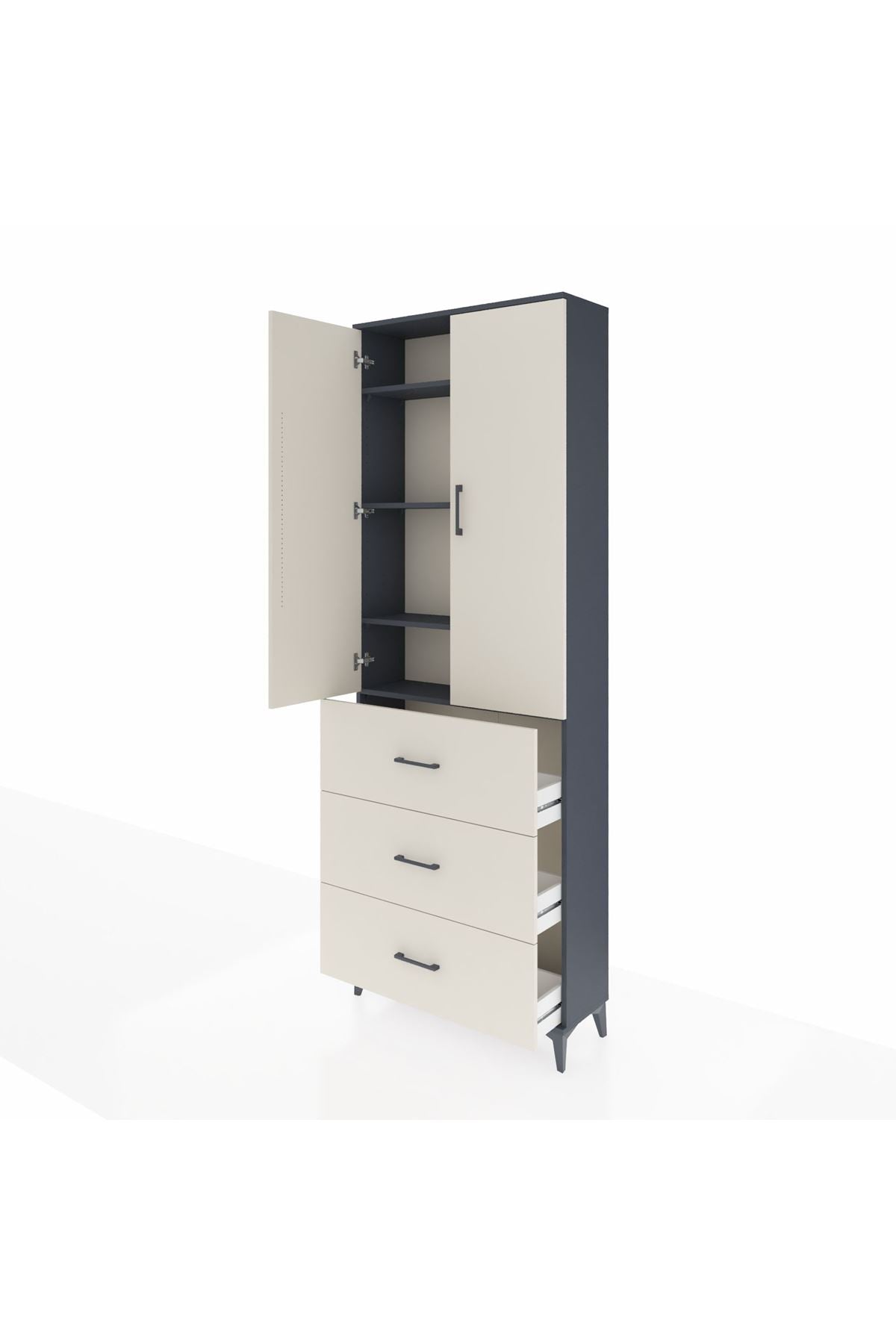 Arges Dolap 4 Raflı 3 Çekmeceli 2 Kapaklı 88x30x243 - S33M185V4A