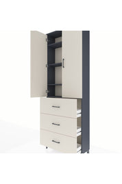 Arges Dolap 4 Raflı 3 Çekmeceli 2 Kapaklı 88x30x243 Antrasit-Aytaşı