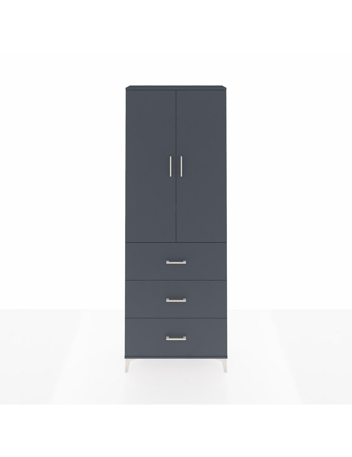 Arges Dolap 4 Raflı 3 Çekmeceli 2 Kapaklı 88x30x243 Antrasit-Antrasit