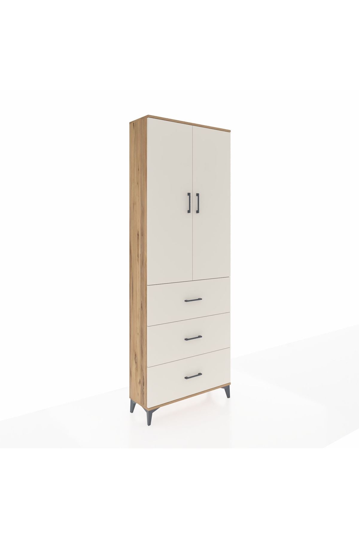 Arges Dolap 4 Raflı 3 Çekmeceli 2 Kapaklı 88x30x243 Çam-Aytaşı