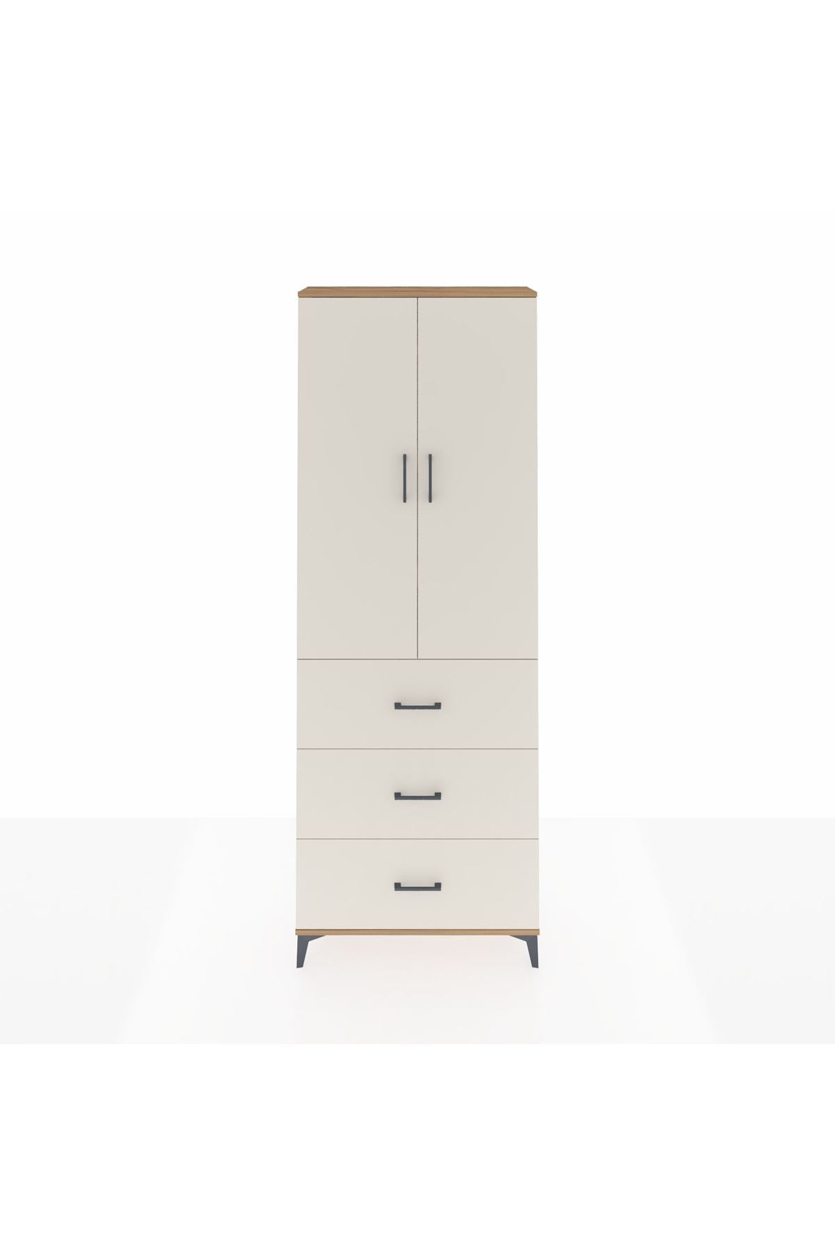 Arges Dolap 4 Raflı 3 Çekmeceli 2 Kapaklı 88x30x243 Çam-Aytaşı