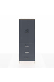 Arges Dolap 4 Raflı 3 Çekmeceli 2 Kapaklı 88x30x243 Çam-Antrasit