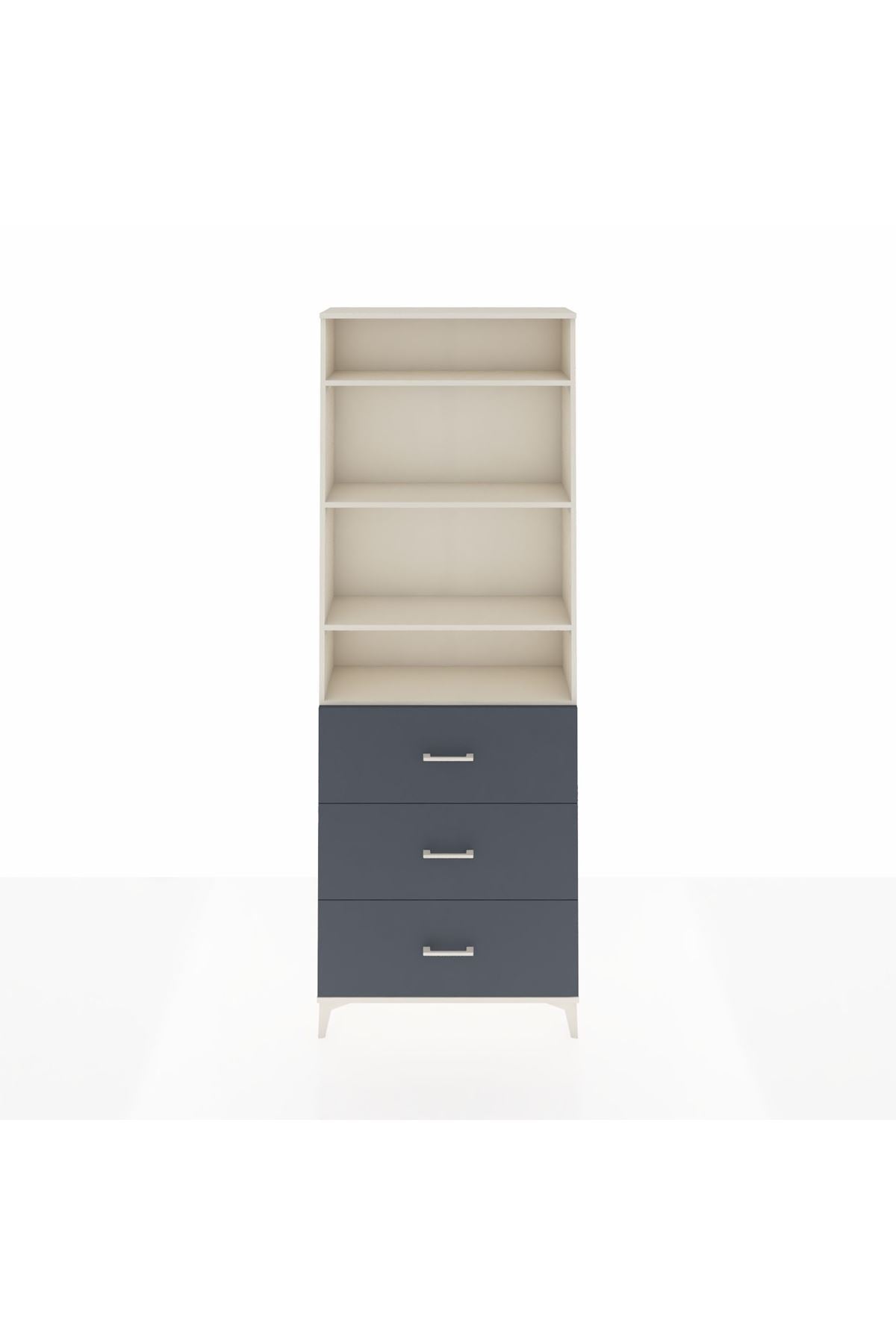 Arges Dolap 4 Raflı 3 Çekmeceli 88x30x243 Aytaşı-Antrasit