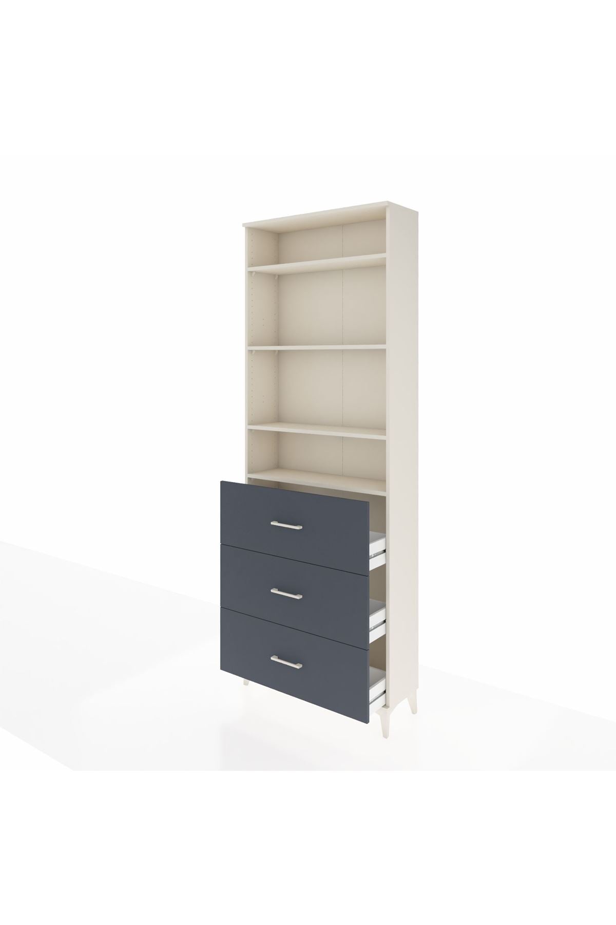 Arges Dolap 4 Raflı 3 Çekmeceli 88x30x243 Aytaşı-Antrasit