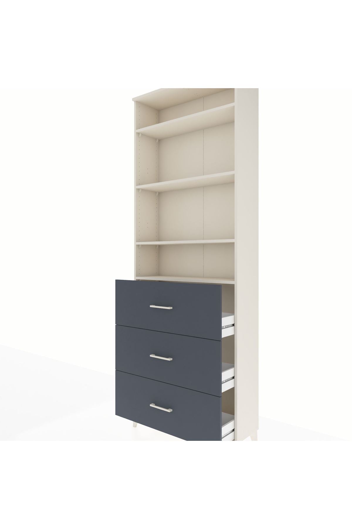 Arges Dolap 4 Raflı 3 Çekmeceli 88x30x243 Aytaşı-Antrasit