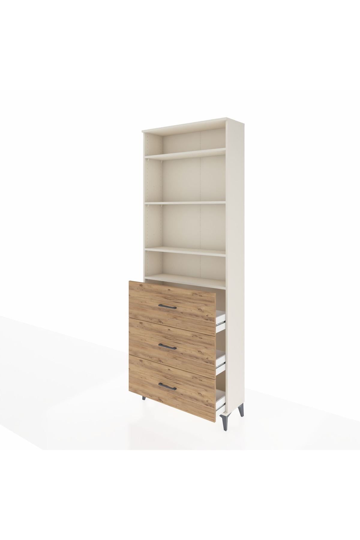 Arges Dolap 4 Raflı 3 Çekmeceli 88x30x243 Aytaşı-Çam