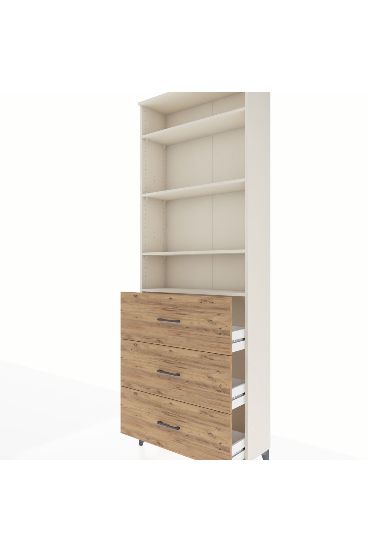 Arges Dolap 4 Raflı 3 Çekmeceli 88x30x243 Aytaşı-Çam