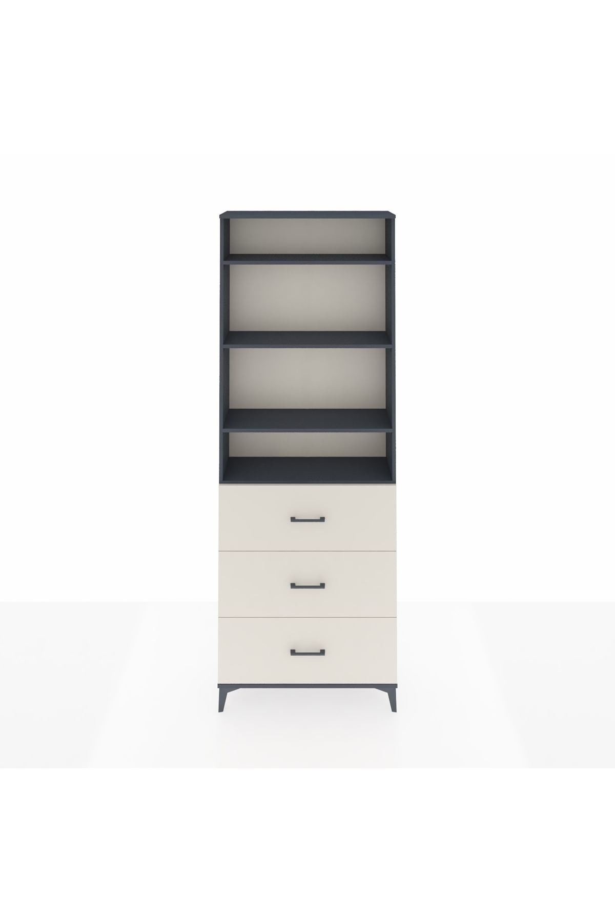 Arges Dolap 4 Raflı 3 Çekmeceli 88x30x243 Antrasit-Aytaşı
