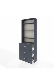 Arges Dolap 4 Raflı 3 Çekmeceli 88x30x243 Antrasit-Antrasit