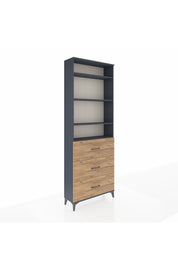 Arges Dolap 4 Raflı 3 Çekmeceli 88x30x243 Antrasit-Çam