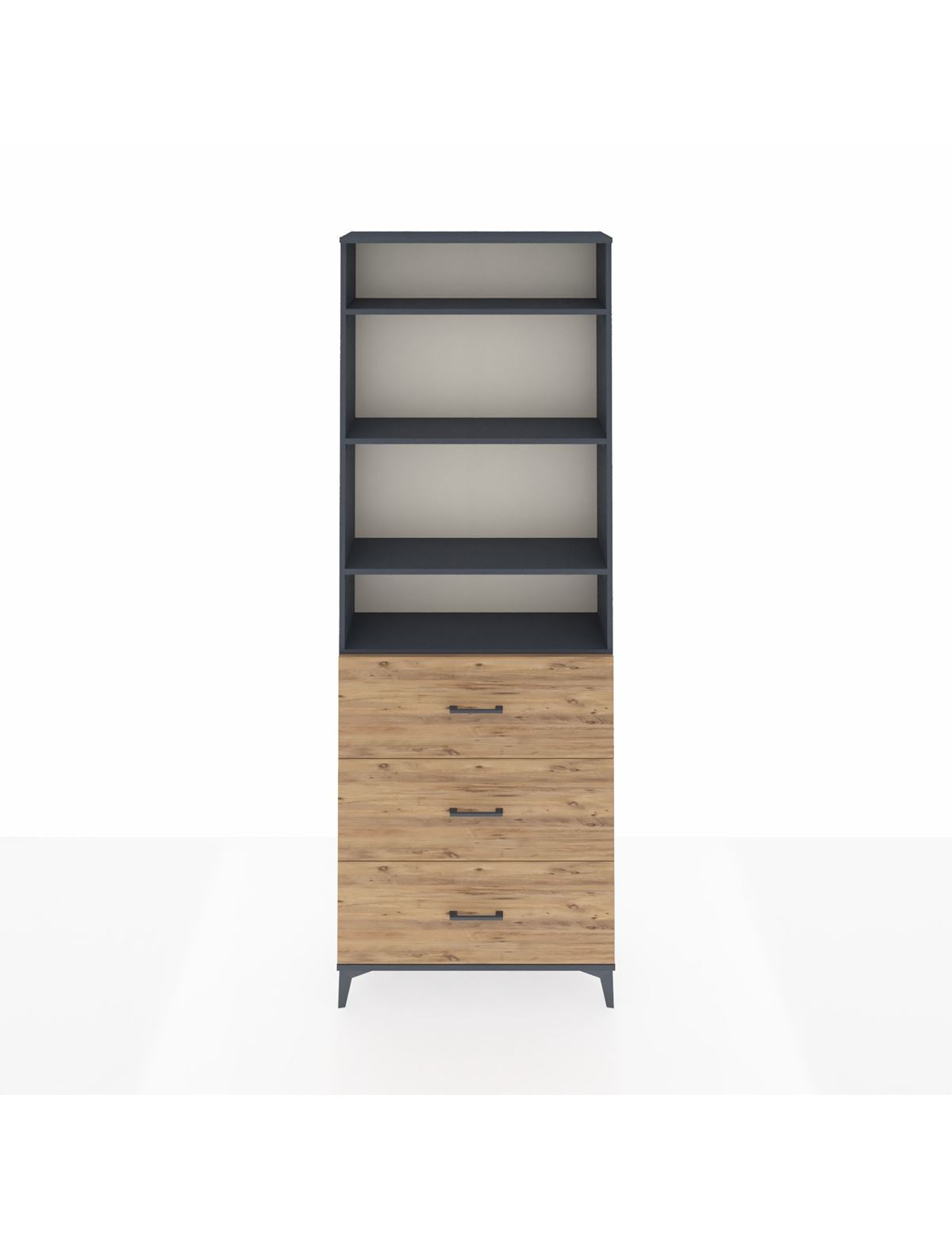 Arges Dolap 4 Raflı 3 Çekmeceli 88x30x243 Antrasit-Çam